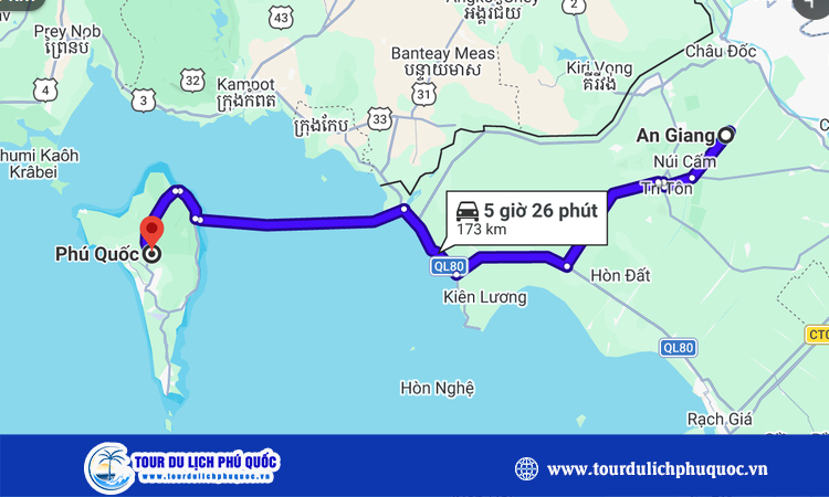Từ An Giang đi Phú Quốc bao nhiêu km