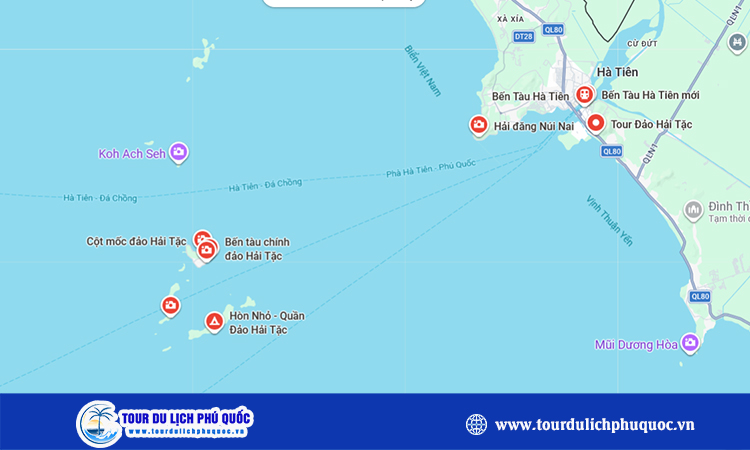 Từ Hà Tiên đi Đảo Hải Tặc bao nhiêu km?