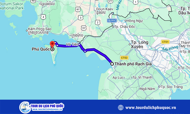 Từ Rạch Giá ra Phú Quốc bao nhiêu km?